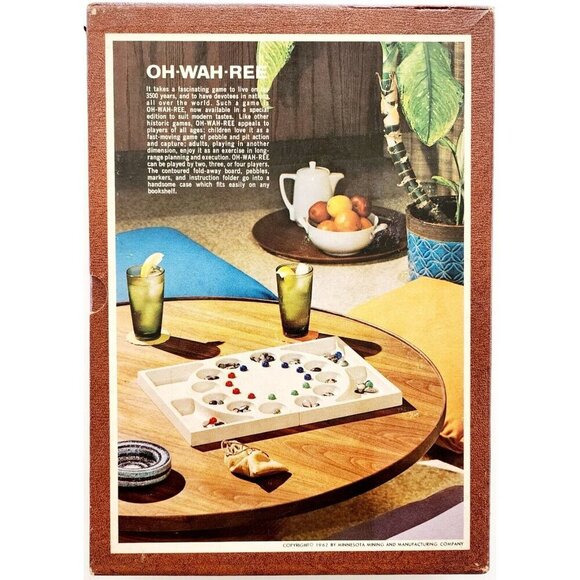 1962 Oh Wah Ree Mancala Style Pit and Stones Game 3M Vintage Complete GstRm - Picture 4 of 8